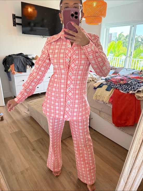 Zara Pants - Pink Plaid Two-Piece Suit - Women's Pants & Jacket